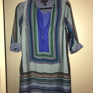 Geometric Scarf Print Dress